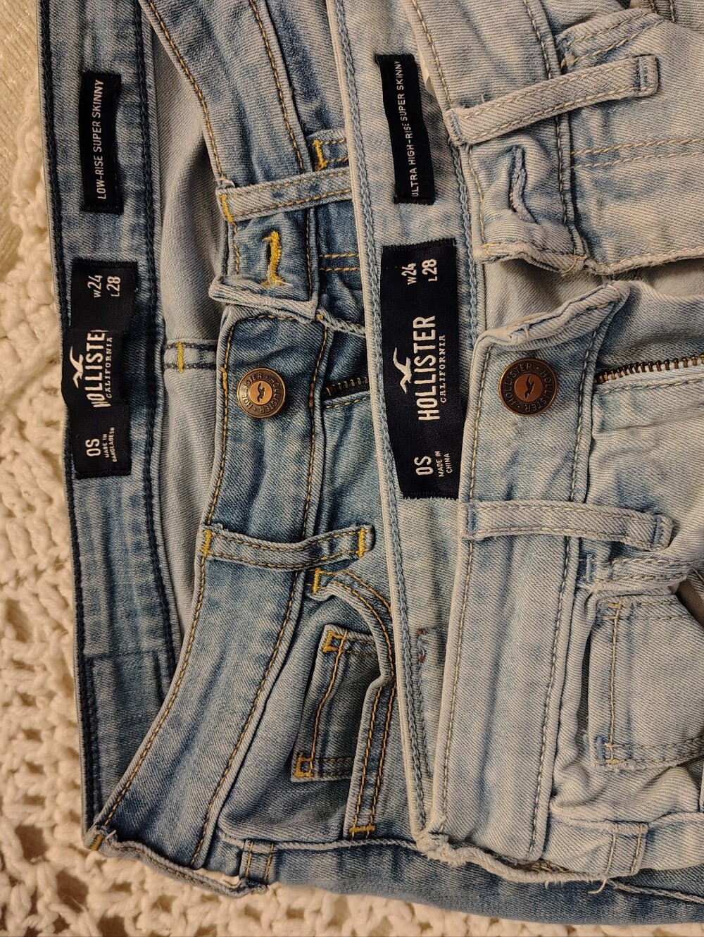 Women's BUNDLE 2 Pack Hollister Light Washed Distressed Skinny Jeans 0S Petite